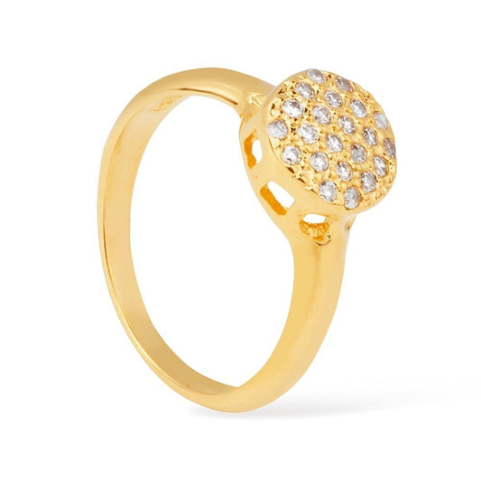 Anel dourado chuveirinho cravejado de zircônia, semijoia antialérgica com banho em 10 camadas de ouro 24K, alta qualidade 18k e 24k.