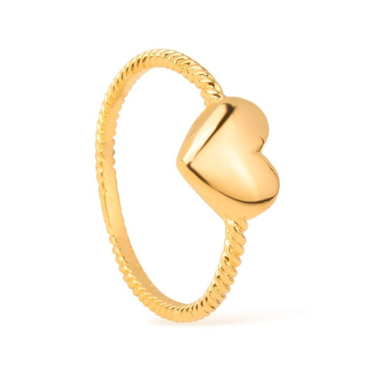 Anel dourado de falange com coração, espessura 0,7cm, 10 camadas de ouro 24K, semijoias de alta qualidade antialérgicas 18k e 24k.