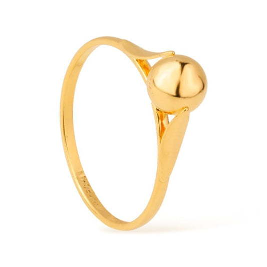 Anel dourado solitário com bola, espessura 0,6cm, 10 camadas ouro 24K, zircônia, semijoias de alta qualidade em 18k e 24k antialérgicas.