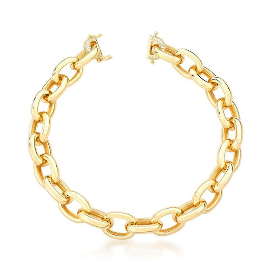 Tornozeleira Glam dourada com banho de ouro, zircônia, peso 36,70g, 25cm, 12mm. Ideal como semijoias antialérgicas elegantes.
