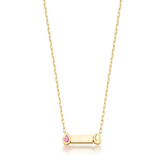 Colar Prisma Duo com pingente de cristal, banho dourado, e tecnologia antialérgica. Semi joias antialérgicas em 18k e 24k.