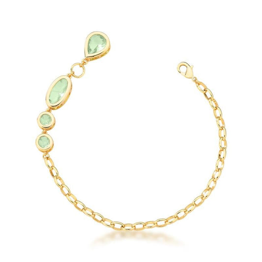 Pulseira Jasmin Verde em ouro 18k, semijoia antialérgica com cristal. Elegância em semijoias de alta qualidade.