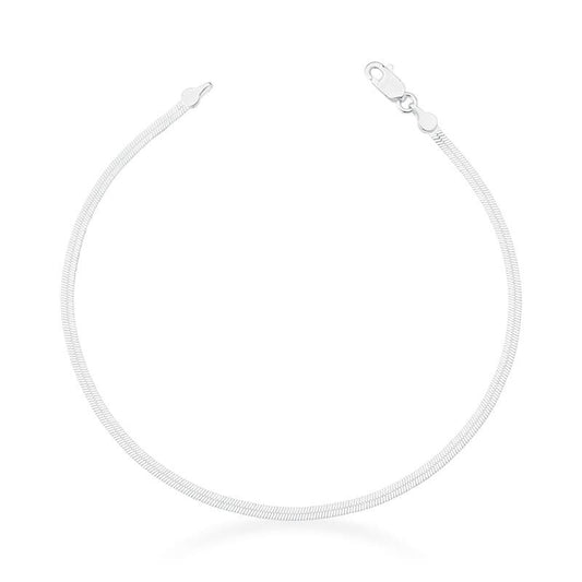 Tornozeleira Lamina Prata, 23cm, prata 925, semijoias antialérgicas liso, peso 2,70g, largura 2mm.