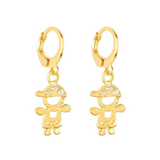 Brinco dourado de argolinha para menino com zircônia, semijoias de alta qualidade em 18k e 24k, antialérgicas.