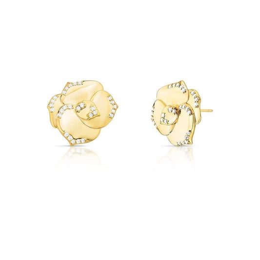 Brinco Vera de Flor em ouro dourado com zircônias. Semijoias antialérgicas em ouro 18k e 24k, peso 7,40g, altura 1,9cm, largura 2cm.