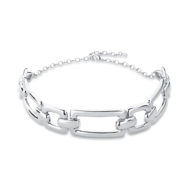 Choker Ella Prateada com acabamento liso, choker de semijoia de alta qualidade, material antialérgico ródio, comprimento 30cm.