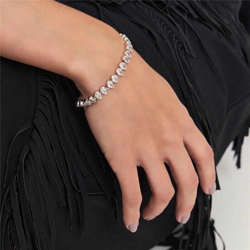 Pulseira Gotas de Cristal Ródio