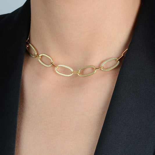 Choker dourada Cartier com extensor, semijoia de alta qualidade em 24K, tecnologia antialérgica, 45+8cm, brasil.