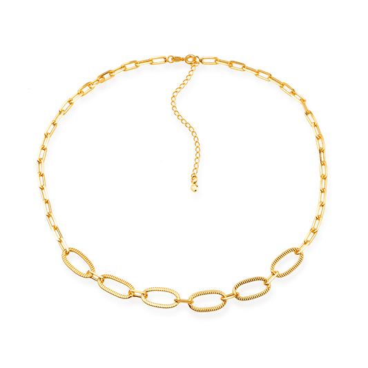 Choker dourada Cartier com extensor, semijoia de alta qualidade em 24K, antialérgica, tamanho ajustável entre 45 e 53cm.