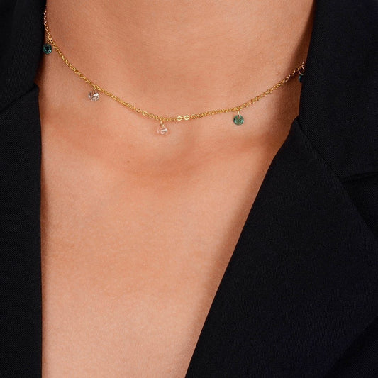 Choker Pontos de Luz Cristais Coloridos