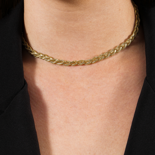 Choker Trançada Dourada