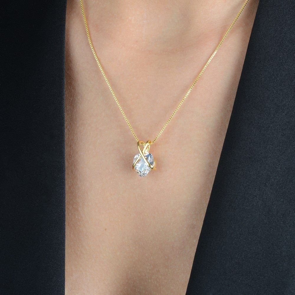 Colar dourado de zircônia coração, 45cm, semijoias 18k 24k antialérgicas