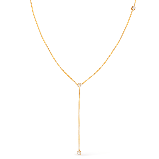 Colar dourado gravatinha com pontos de luz em zircônia, espessura 0,1cm, 10 camadas de ouro 24k, 50cm, semijoias antialérgicas.