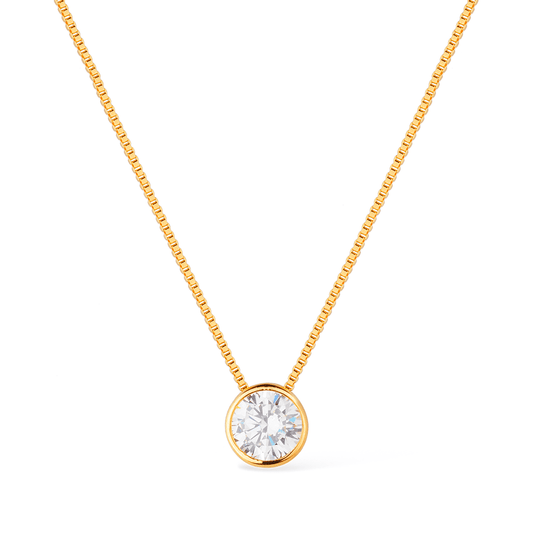 Colar Ponto de Luz com Zircônia Dourado, semijoia de alta qualidade, 45cm, antialérgica, 10 camadas de ouro 24K, elegante e sofisticado.