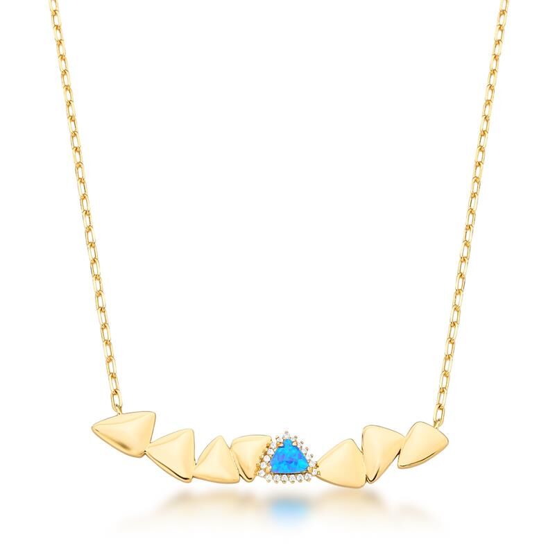 Colar Zuri Triad dourado de 45cm, semijoias antialérgicas 18k e 24k de alta qualidade, com design moderno e peso de 5,50g.
