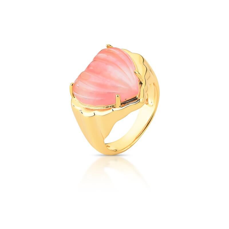 Anel Encanto Rosé em ouro dourado com cristal, semijoias de alta qualidade em 18k e 24k antialérgicas.