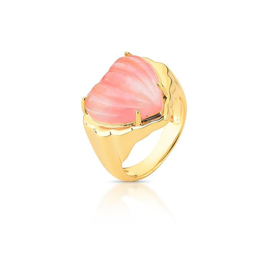 Anel Encanto Rosé em ouro dourado com cristal, semijoias de alta qualidade em 18k e 24k antialérgicas.