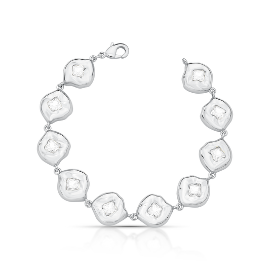 Pulseira Ródio Losangos em Cristais