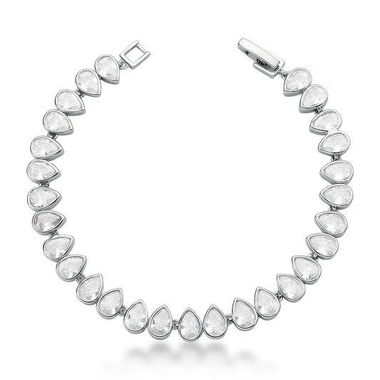 Pulseira Gotas de Cristal Ródio