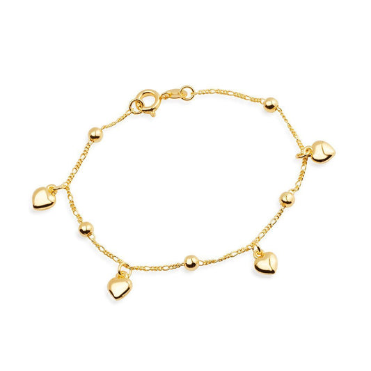 Pulseira Corações e Esferas Douradas
