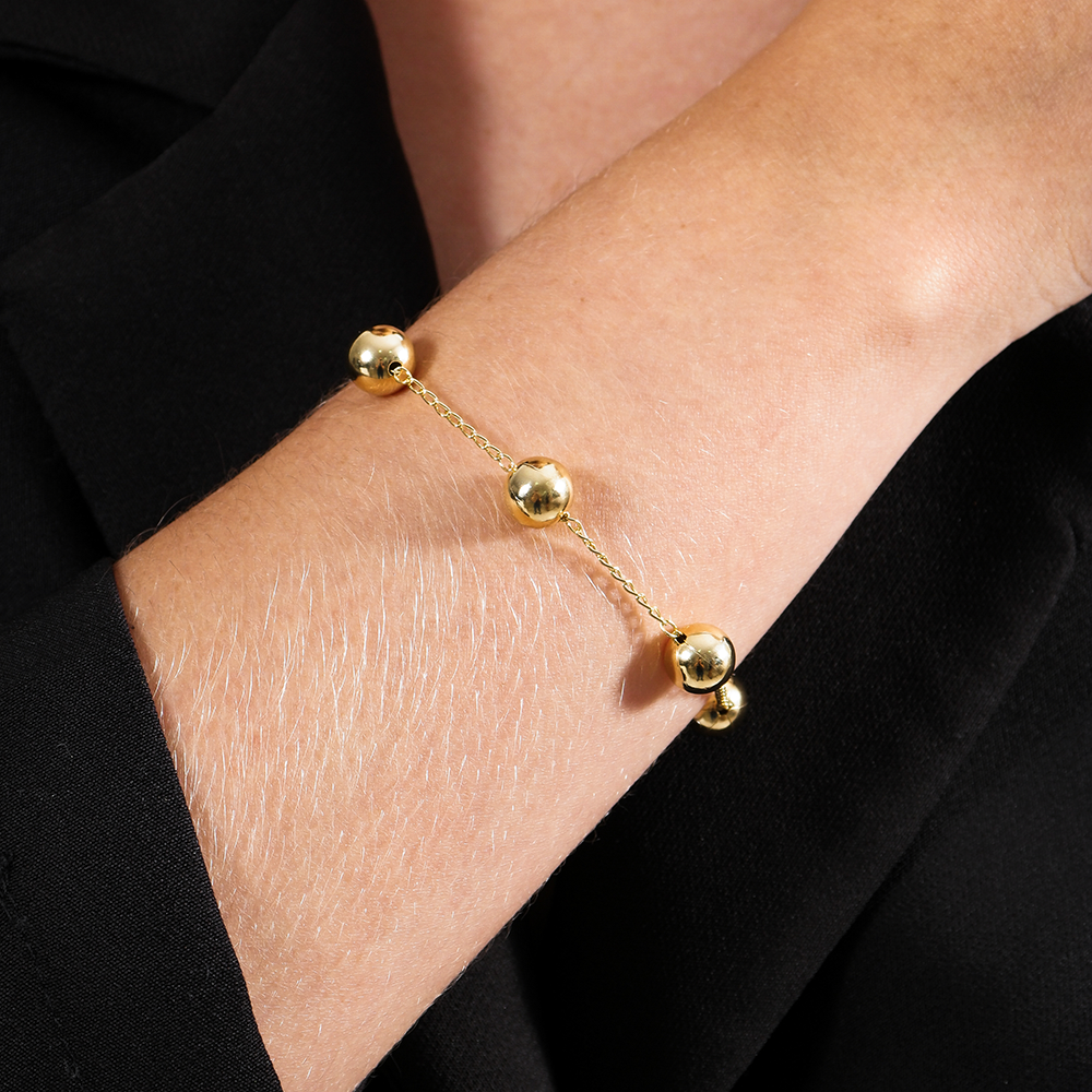 Pulseira Esferas G Dourada