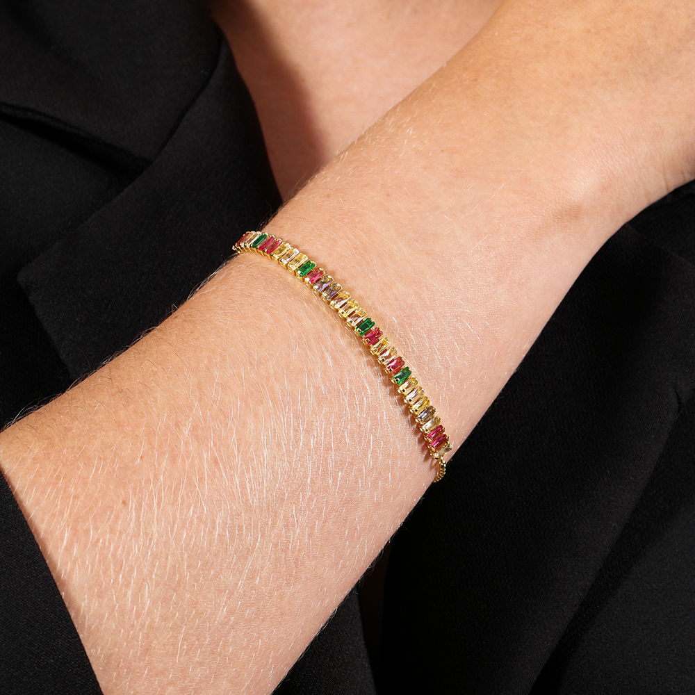 Pulseira Pedraria Rosé-Green Dourada