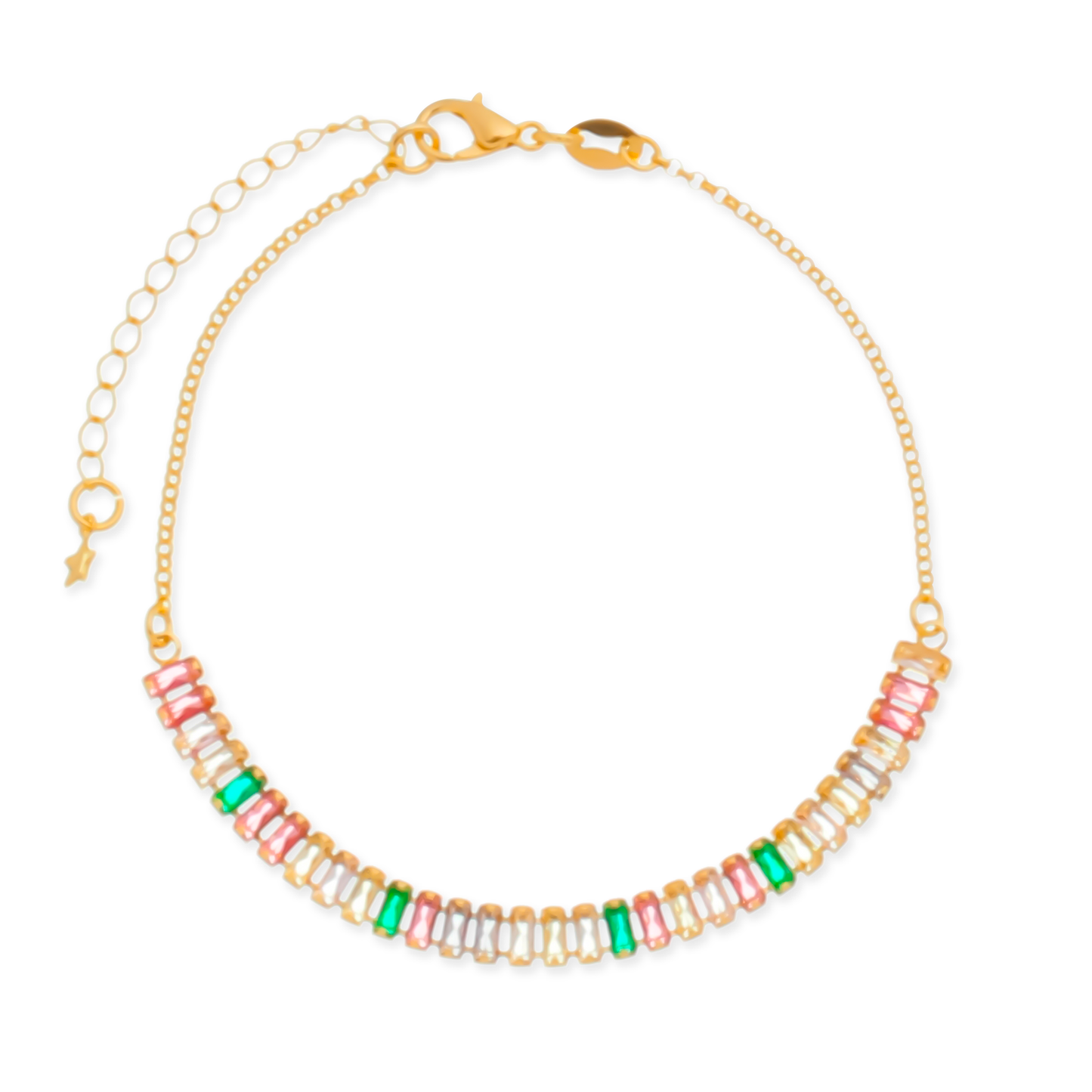 Pulseira Pedraria Rosé-Green Dourada