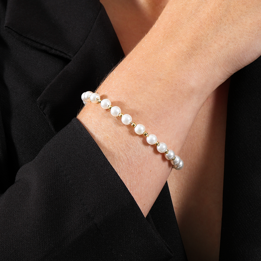 Pulseira Pérola e Luz Dourada