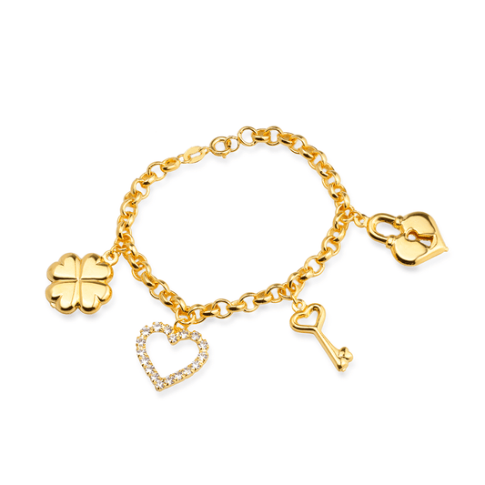Pulseira Segredo, Amor e Sorte Dourada
