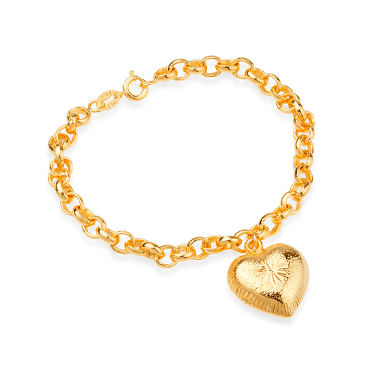 Pulseira de Corrente Coração Dourada