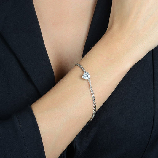 Pulseira Coração em Zircônia Prateada