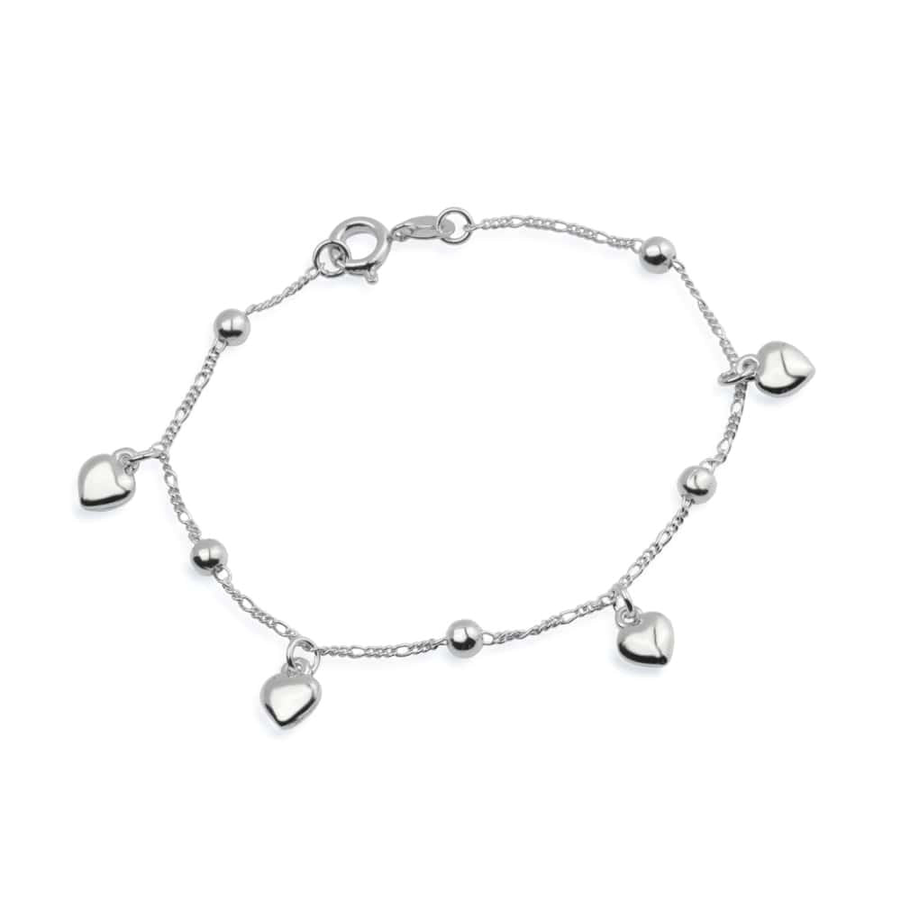 Pulseira Corações e Esferas Prateada
