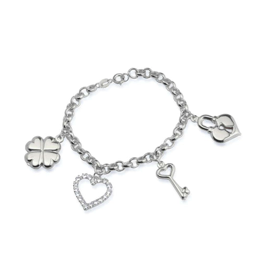 Pulseira Segredo, Amor e Sorte Prateada