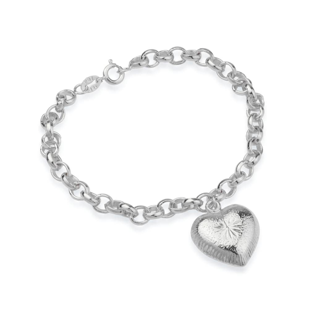 Pulseira de Corrente Coração Prateada