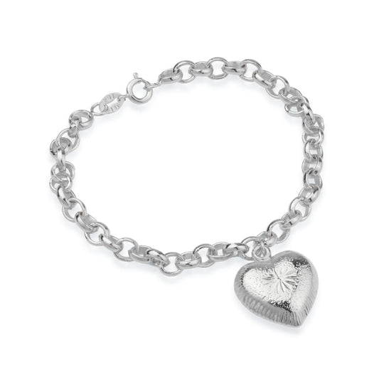 Pulseira de Corrente Coração Prateada